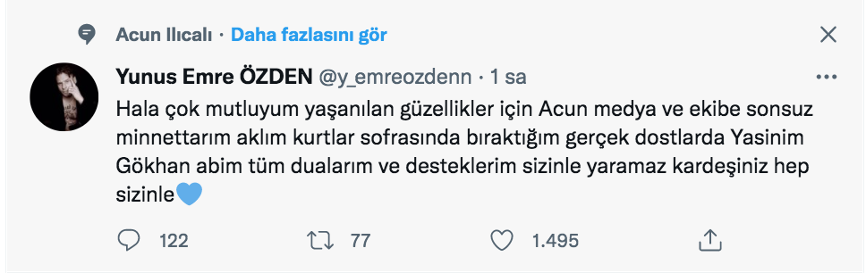 survivor all star 2022 den elenen yunus emre ozden den ilk paylasim 2